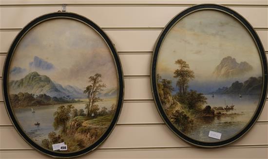 Edward Earp, pair of watercolours, loch scenes, signed, 54 x 44cm